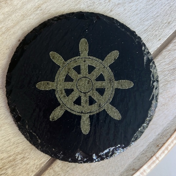 New - 6 pc Slate Nautical Coaster Set - Picture 5 of 10